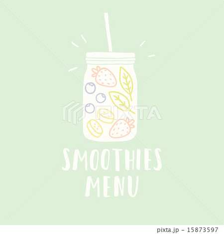 Smoothies menu illustration with jar full of fruits Smoothies menu illustration with jar full of fruits 15873597