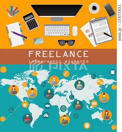 Freelance infographic template. Set elements Freelance infographic template. Set elements 15873831