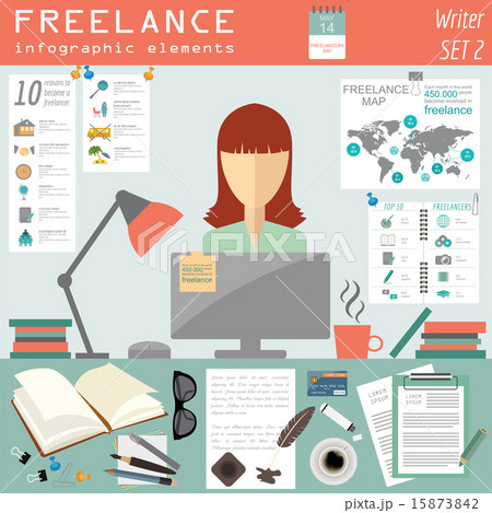 Freelance infographic template. Set elements 15873842