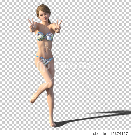 ポーズするスレンダーな水着の女性 perming 3DCG イラスト素材 ポーズするスレンダーな水着の女性 perming 3DCG イラスト素材 15874127
