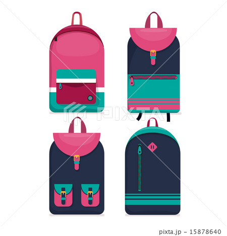 Set of 4 backpacks icons. Flat style. Set of 4 backpacks icons. Flat style. 15878640