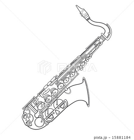 Monochrome Brass Alto Saxophone Illustrationのイラスト素材