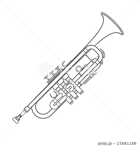 Monochrome Contour Trumpet Horn Illustration のイラスト素材