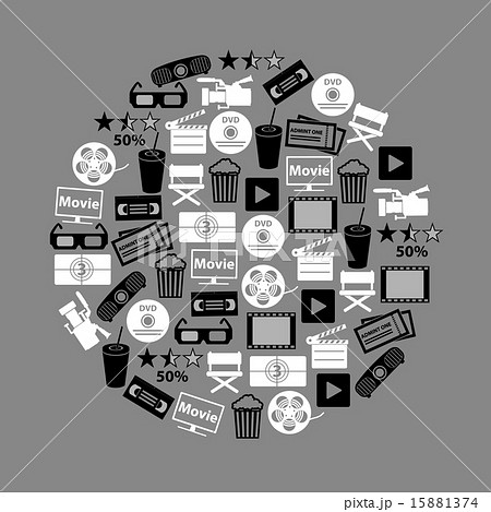 movie and cinema vector icons set in circle eps10 15881374