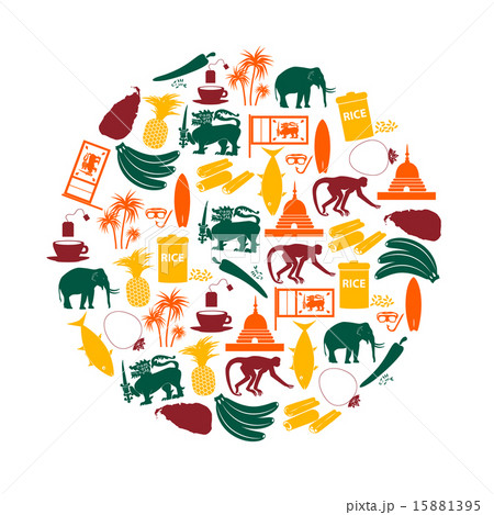Sri-lanka country symbols color icons in circle 15881395