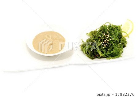 salad with exotic marine algae on a white backgrou 15882276