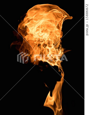 Burning flame on black background Burning flame on black background 15886872