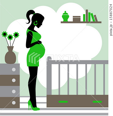 Pregnant woman in baby's room 15887024
