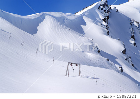 Old surface lift and mountains with snow cornice 15887221