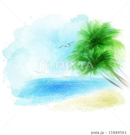 Vector background of a watercolor seascape 15889561