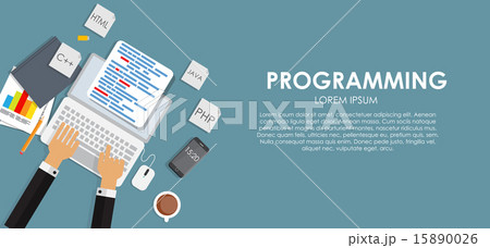 Programming Coding Concept Flat Background Vector Illustration 15890026
