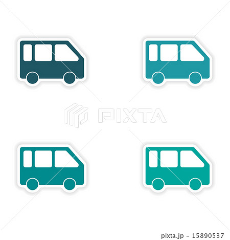 assembly realistic sticker design on paper minivans 15890537