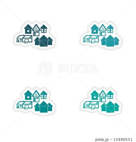 assembly realistic sticker design on paper houses 15890551