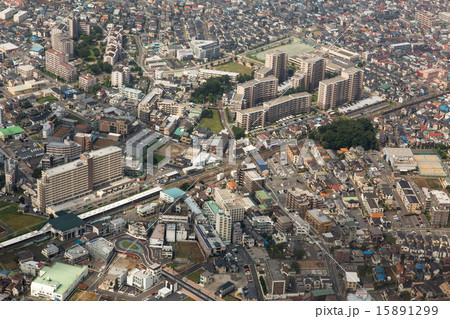 埼玉県富士見市の東武東上線鶴瀬駅付近を空撮 15891299