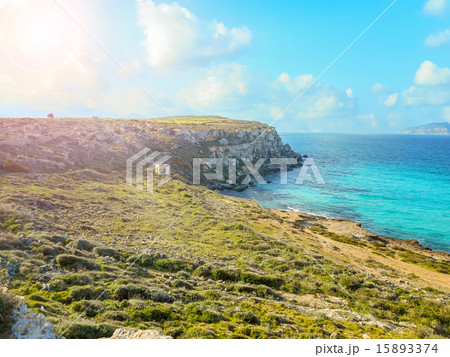 Turquoise waters of the picturesque bay. Favignana Turquoise waters of the picturesque bay. Favignana 15893374