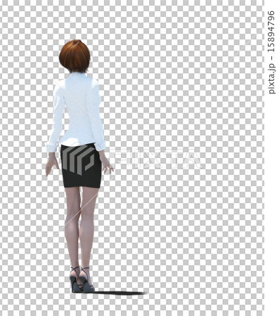 注視著天空的女商人perming 3DCG例證材料 15894796