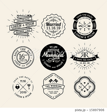 Vintage Retro Wedding Logo Frame Badge Designのイラスト素材