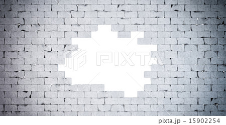 Broken Brick Wall. Isolated. clipping path 15902254