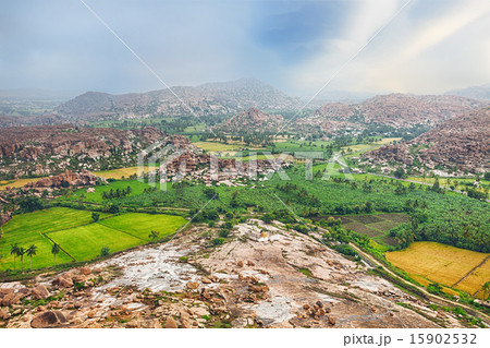 View over Hampi ancient hindu city 15902532