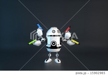 Four-armed robot with pencils. Four-armed robot with pencils. 15902965