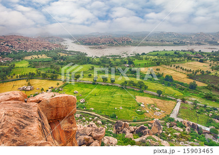 View over Hampi ancient hindu city 15903465