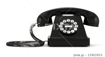 Black old-fashioned phone on white background 15903953