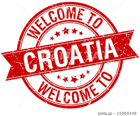 welcome to Croatia red round ribbon stamp 15904349