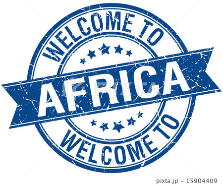welcome to Africa blue round ribbon stamp 15904409