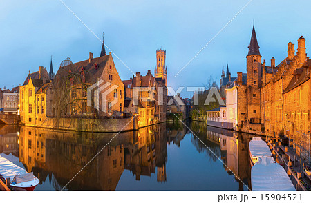 Bruges, Belgium at dusk. 15904521