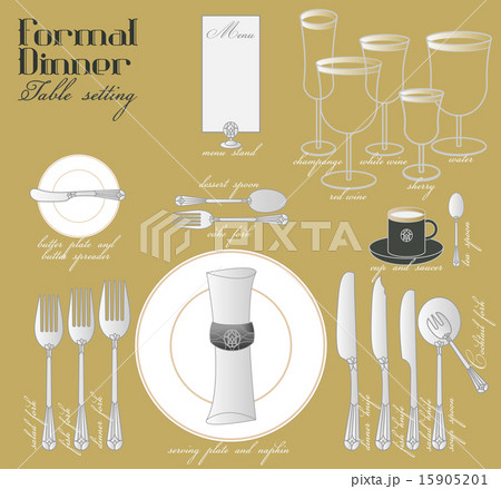 Formal Dinner Table Settingのイラスト素材