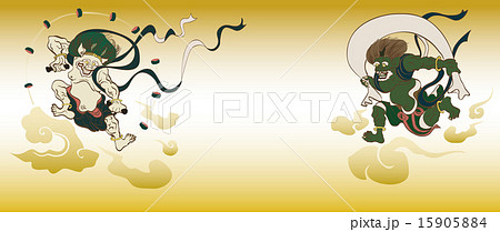 風神雷神図_ベクター_金バック 風神雷神図_ベクター_金バック 15905884