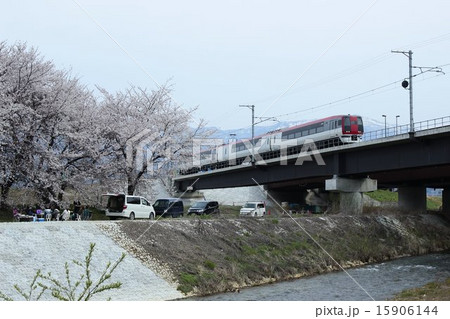 桜の季節を走り抜ける電車 15906144