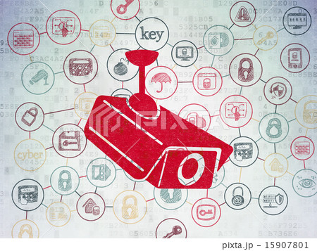 Privacy concept: Cctv Camera on Digital Paper background 15907801