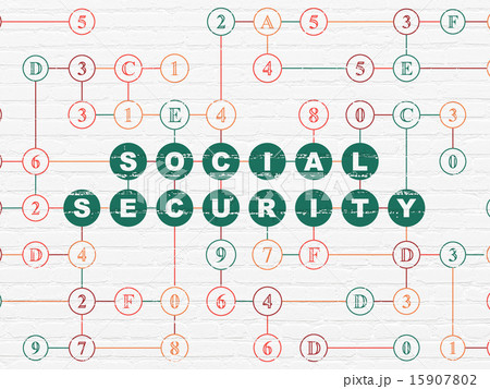 Security concept: Social Security on wall background 15907802