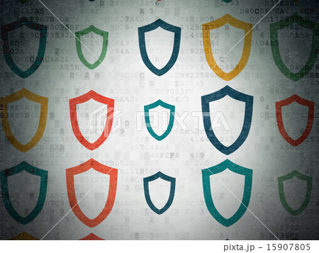 Protection concept: Contoured Shield icons on Paper background 15907805