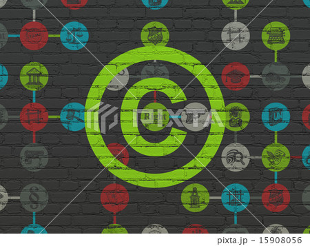 Law concept: Copyright on wall background Law concept: Copyright on wall background 15908056