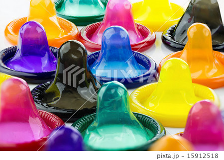 colorful condom on white background colorful condom on white background 15912518