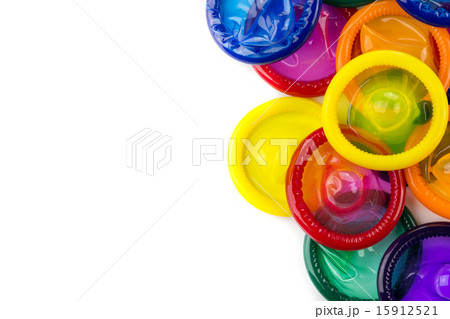 colorful condom on white background 15912521