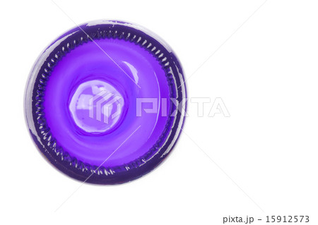 purple condom on white background from topview 15912573