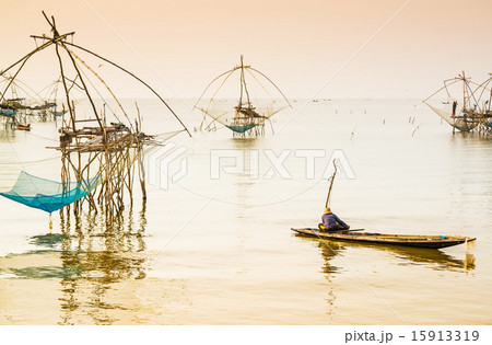 Thai style fishing trap in Pak Pra Village 15913319