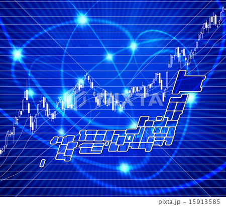 日経平均チャートと日本地図 15913585