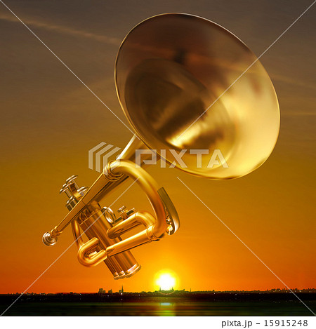 abstract night background with city and trumpet abstract night background with city and trumpet 15915248