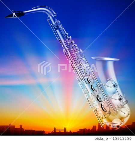 abstract sunrise background city and saxophone abstract sunrise background city and saxophone 15915250
