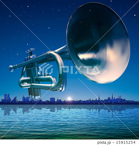 background with silhouette of Tallinn and trumpet background with silhouette of Tallinn and trumpet 15915254