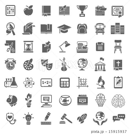 Flat School Icons Monochrome Silhouettes Flat School Icons Monochrome Silhouettes 15915937