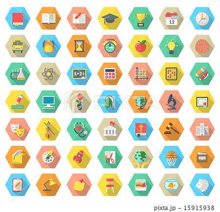 Flat Hexagonal School Subjects Icons Flat Hexagonal School Subjects Icons 15915938