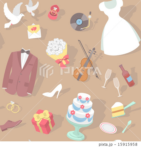 Modern flat seamless wedding pattern 15915958