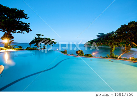 Infinity pool sunset beach view in Boracay 15917250