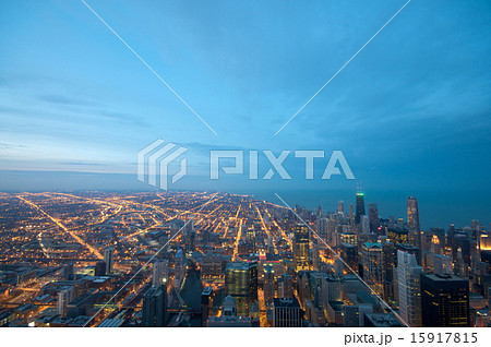 Sears Tower skyline View Chicago sunset 15917815