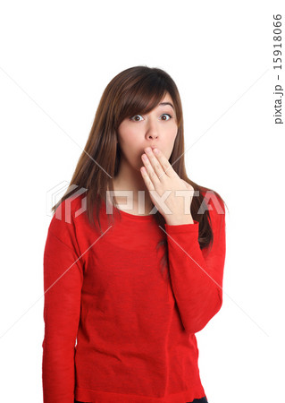 Surprised girl in red Surprised girl in red 15918066